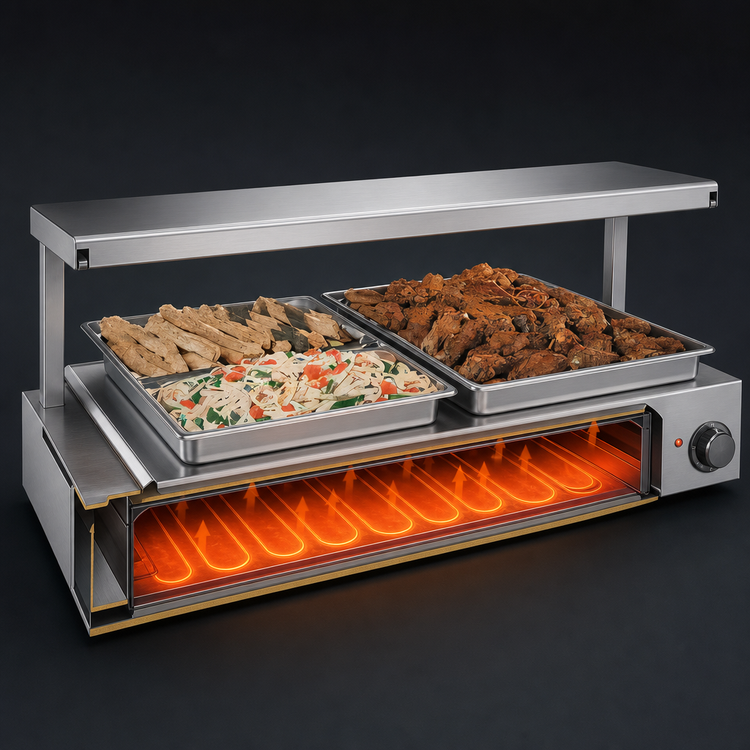 Product image #3 for Hatco Glo-Ray® Free-Standing Heated Shelf, 36 Inch W x 13-3/4 Inch D, Adjustable Thermostat, Stainless Steel Top