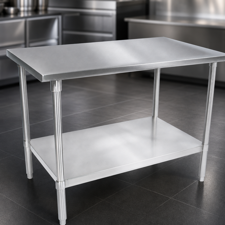 Product image #3 for John Boos Stallion 60 Inch x 24 Inch 16-Gauge Stainless Steel Top Work Table with Galvanized Legs and Adjustable Undershelf