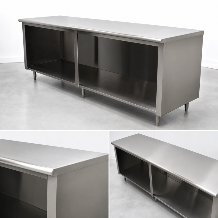 Product image #3 for Advance Tabco Special Value Economy Flat Top Open Base Stainless Steel Work Table, 120 in. W x 30 in. D