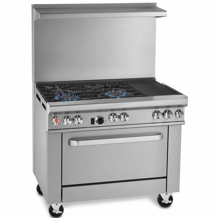 Product image #3 for Southbend Ultimate 36-Inch Gas Restaurant Range with 2 Open Burners, 24-Inch Charbroiler, and Standard Oven