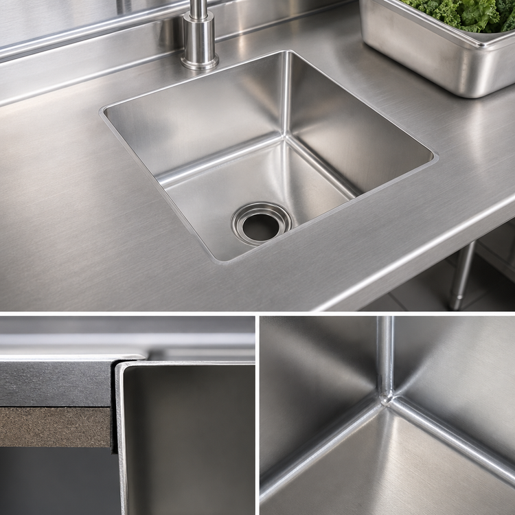 Product image #3 for John Boos Weld-In Undermount Single-Compartment Stainless Steel Sink, 16 x 18 x 14 Inches