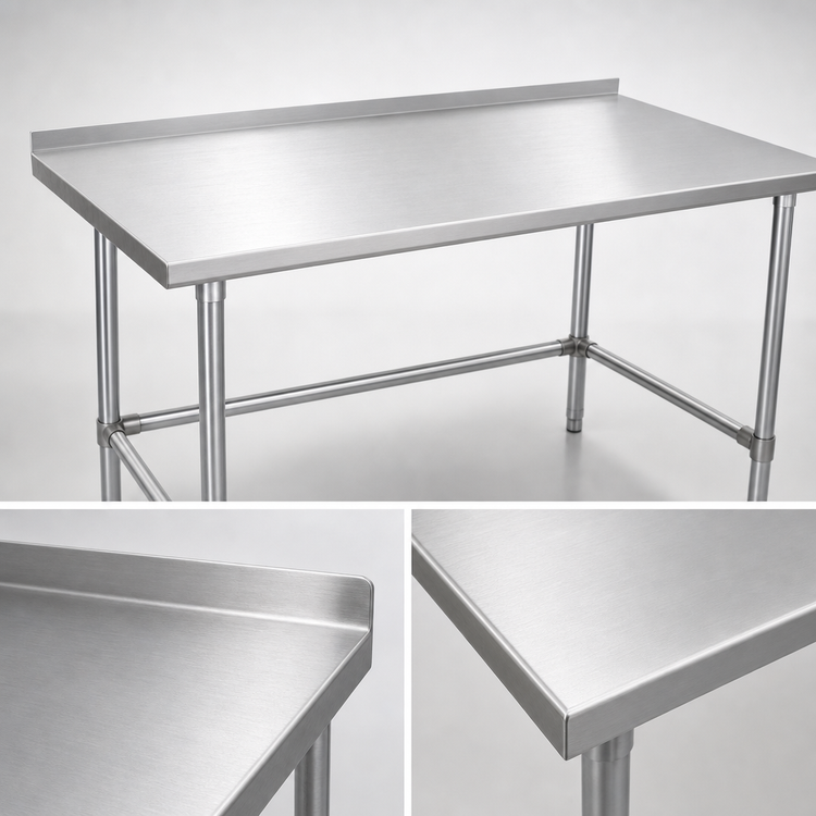 Product image #3 for John Boos Stallion 144 Inch x 24 Inch Stainless Steel Work Table with 1-1/2 Inch Rear Riser
