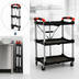 Thumbnail image #3 for Omcan Small Folding Dining Cart, 3-Shelf Polypropylene Bus Cart, Black