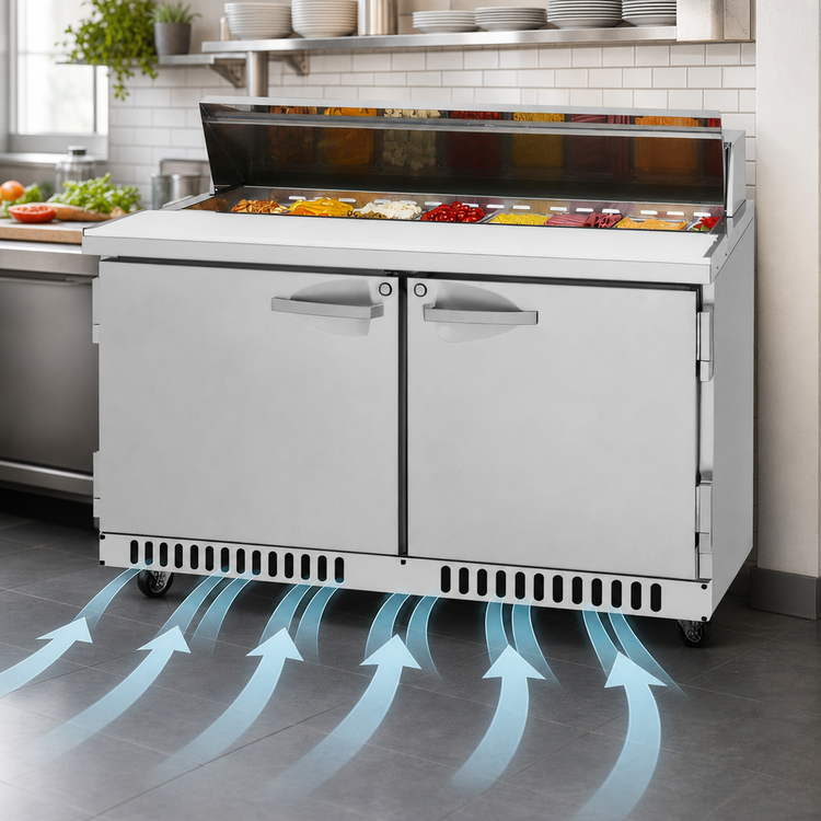 Product image #3 for Turbo Air PRO Series 60-1/4-Inch Two-Section Sandwich/Salad Prep Table with Front Breathing and Rear-Mounted Self-Contained Compressor
