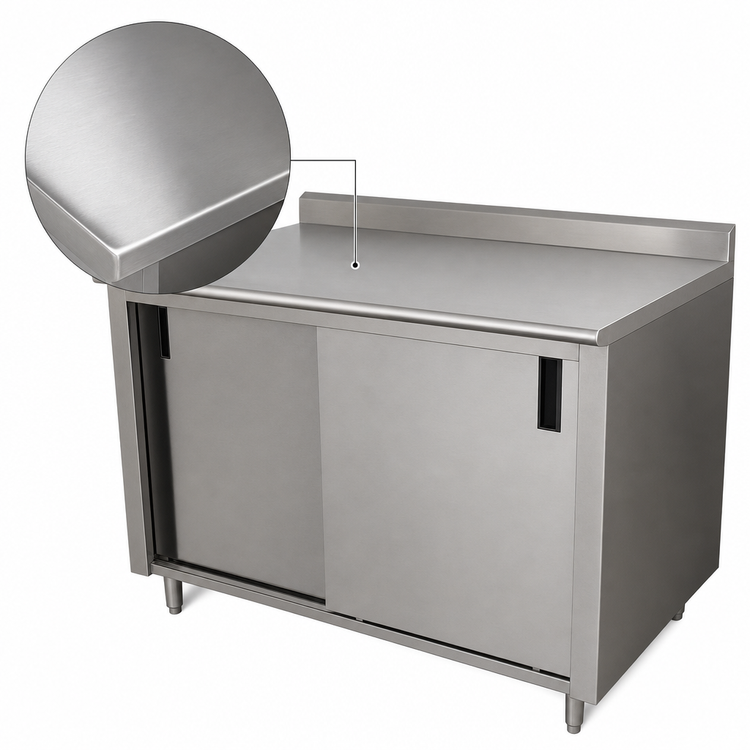 Product image #3 for Advance Tabco CF-SS-366M 72"W x 36"D Enclosed Work Table with Cabinet Base and Sliding Doors, 304 Stainless Steel Top