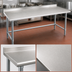 Thumbnail image #3 for Eagle Group Deluxe Series 84-Inch x 36-Inch Stainless Steel Work Table with Rolled Front Edge, 1-1/2-Inch Rear Up-Turn, and Galvanized Base