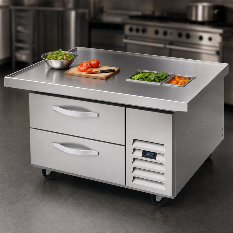 Product image #3 for Beverage-Air 48-Inch Extended Top Chef Base Freezer with Two Drawers, 5.64 Cu. Ft.