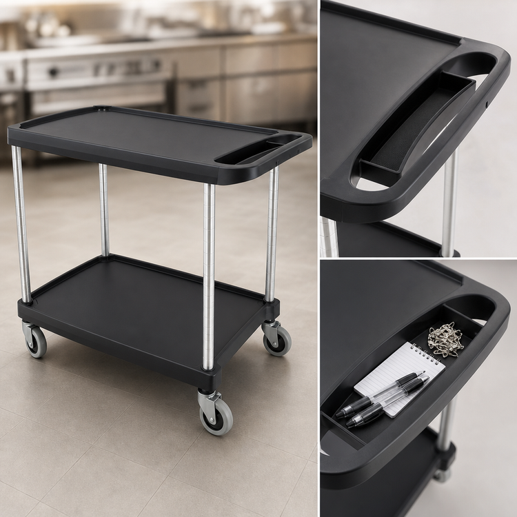 Product image #3 for Metro myCart Series 2-Shelf Polymer Utility Cart, Black