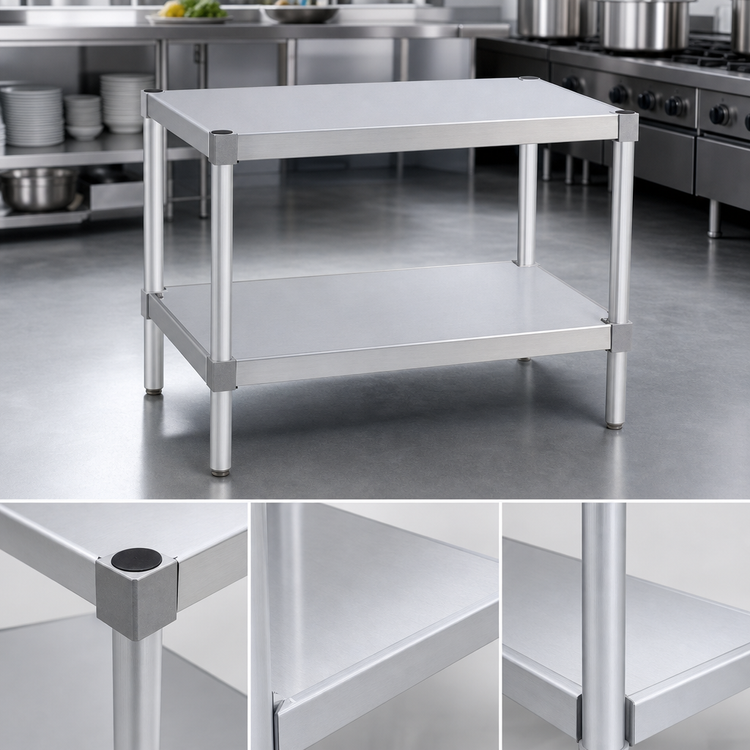 Product image #3 for New Age 48" x 18" x 24" Stationary Modular Aluminum Equipment Stand with 2 Adjustable Shelves