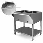 Thumbnail image #3 for Klinger's Trading SW5H208 Stationary 5-Pan Sealed-Well Electric Steam Table with Open Shelf Base, Stainless Steel, 208/240V