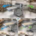 Thumbnail image #3 for DoughXpress BakeryXpress DXP-FRS03 Floor Model Reversible Dough Sheeter, 25" x 95" Conveyor, Adjustable 1/8"–2" Thickness