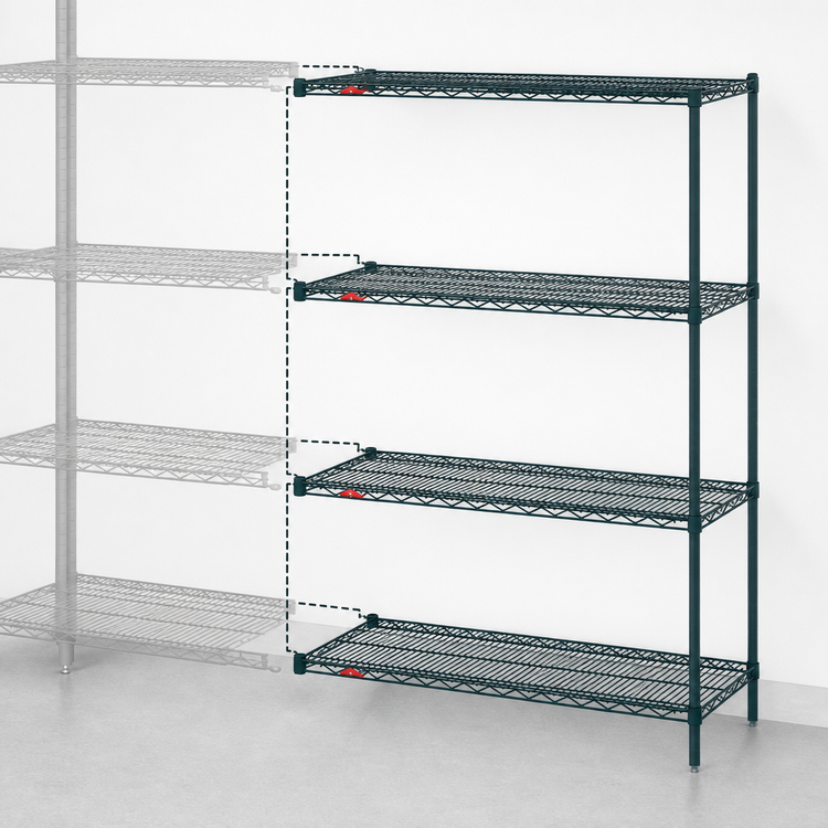 Product image #3 for Metro Super Erecta Add-On Wire Shelving Unit, 36 x 21 x 63 Inches, 4 Shelves, Metroseal 3 Epoxy-Coated Finish