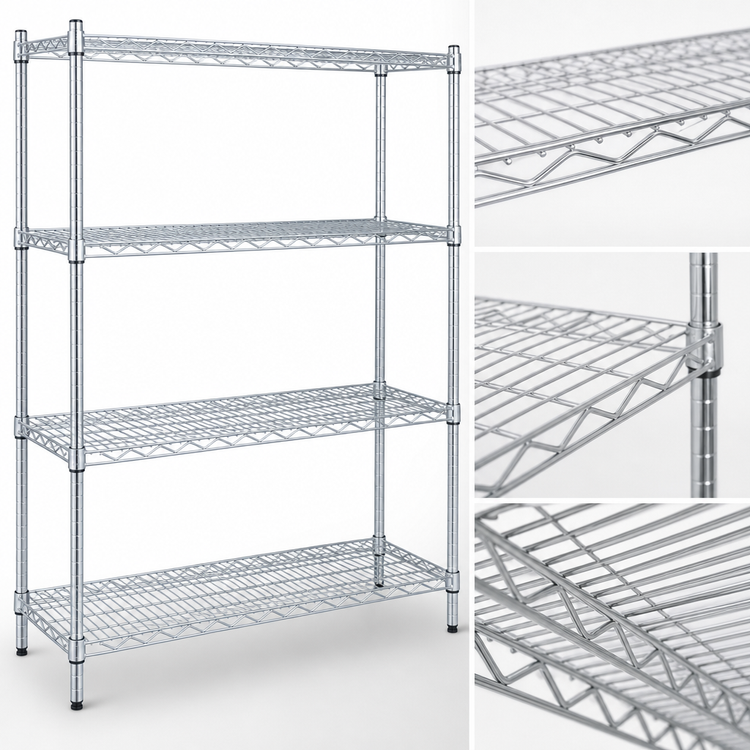 Product image #3 for Eagle Group 4-Tier Starter Wire Shelving Unit, 72 x 18 x 63 Inches, Chrome-Plated