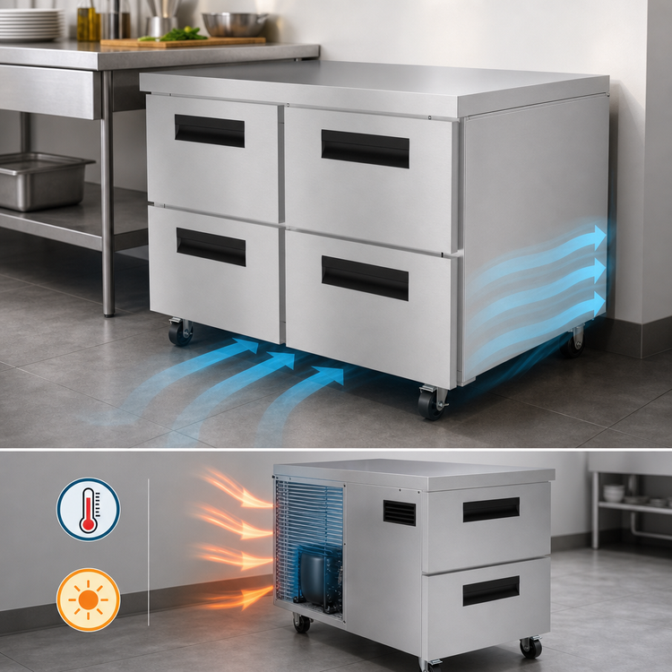 Product image #3 for Hoshizaki Steelheart UR48B-D4 48-Inch Two-Section Undercounter Drawer Refrigerator