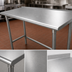 Thumbnail image #3 for Advance Tabco 84-Inch x 36-Inch Open Base Work Table with 14-Gauge 304 Stainless Steel Top and 1-1/2-Inch Rear Up-Turn