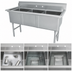 Thumbnail image #3 for Advance Tabco 50-Inch 3-Compartment Fabricated 304 Stainless Steel Sink, No Drainboards