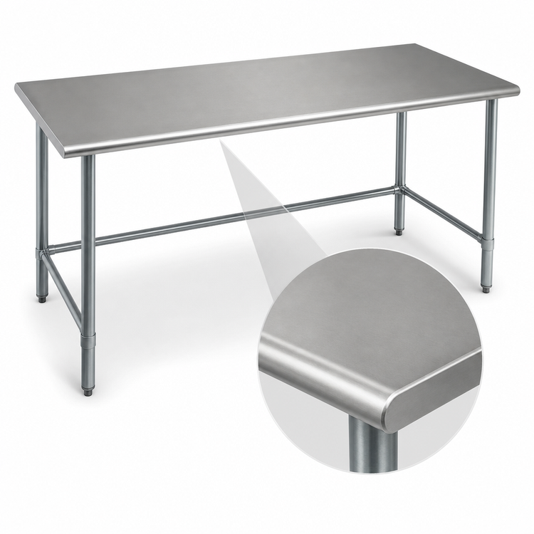 Product image #3 for Eagle Spec-Master 120" x 30" Flat Top Stainless Steel Work Table with Galvanized Tubular Base