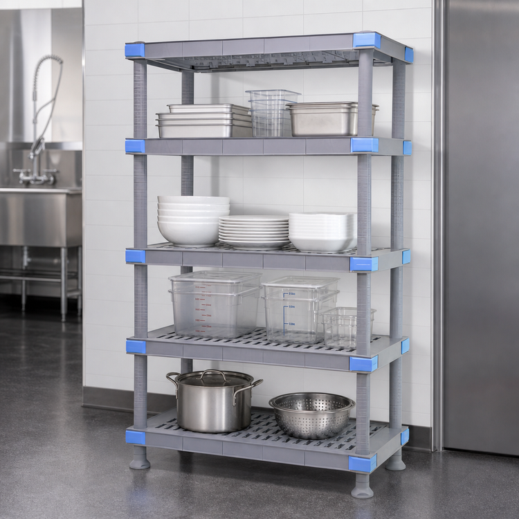 Product image #3 for Millenia 5-Shelf Stationary Polymer Starter Shelving Unit, 42 x 18 x 50 Inches, Gray