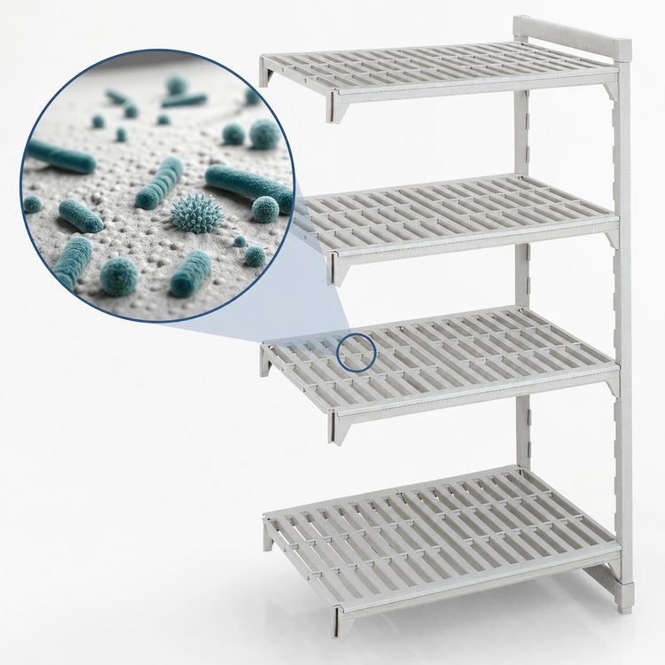 Product image #4 for Cambro Camshelving Premium 30-Inch Wide x 24-Inch Deep x 84-Inch High 4-Tier Vented Polymer Add-On Shelving Unit, Speckled Gray