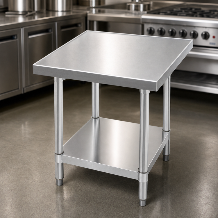 Product image #3 for Advance Tabco Budget Equipment Stand with 430 Stainless Steel Top and Galvanized Adjustable Undershelf, 24 x 30 x 24 Inches