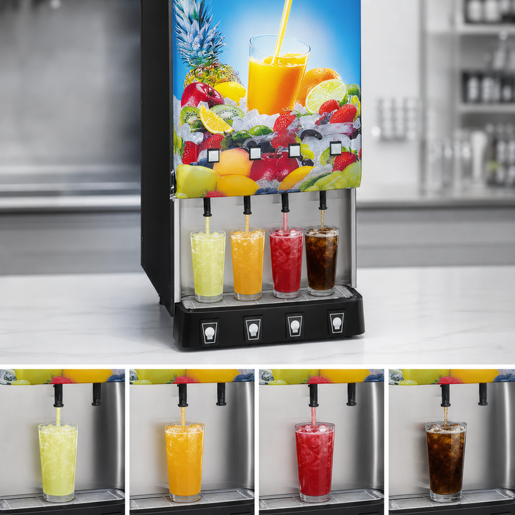 Product image #3 for BUNN Silver Series 4-Flavor Cold Beverage Dispenser with ADA Buttons and Lighted Door