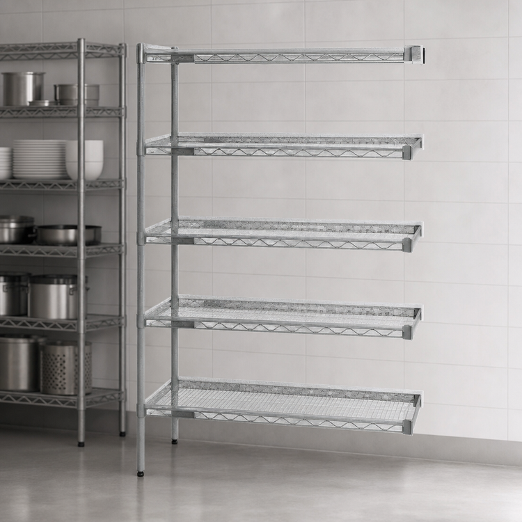 Product image #3 for EagleGard 5-Tier Add-On Wire Shelving Unit, 72W x 24D x 74H, QuadTruss Shelves, EAGLEgard Hybrid Epoxy Finish