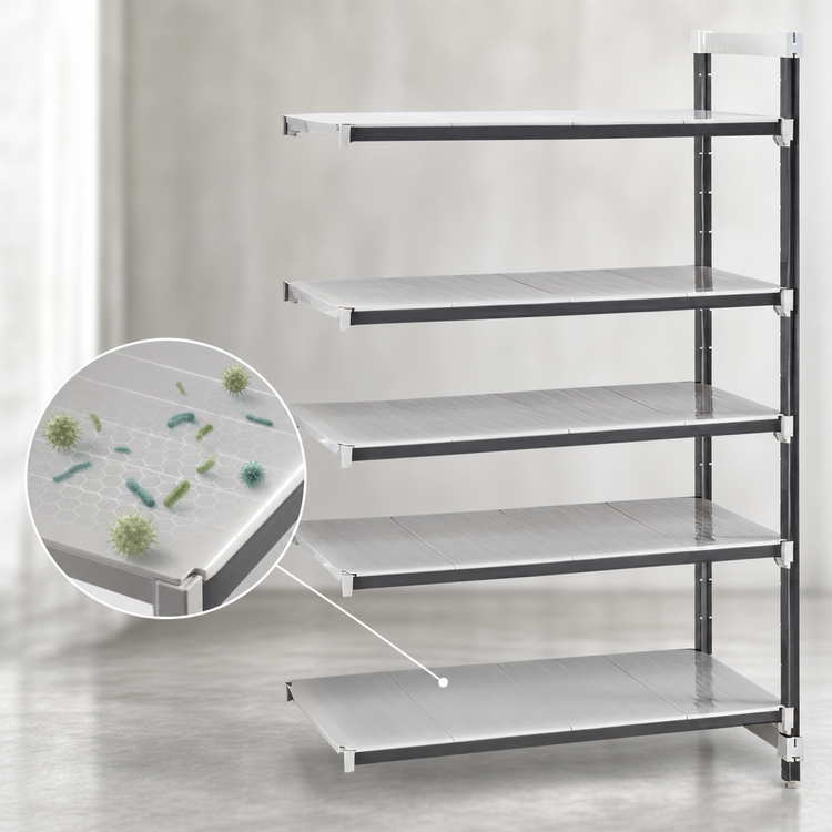 Product image #3 for Cambro Camshelving® Elements XTRA Solid 5-Tier Stationary Add-On Polymer Shelving Unit, 24"D x 60"W x 84"H