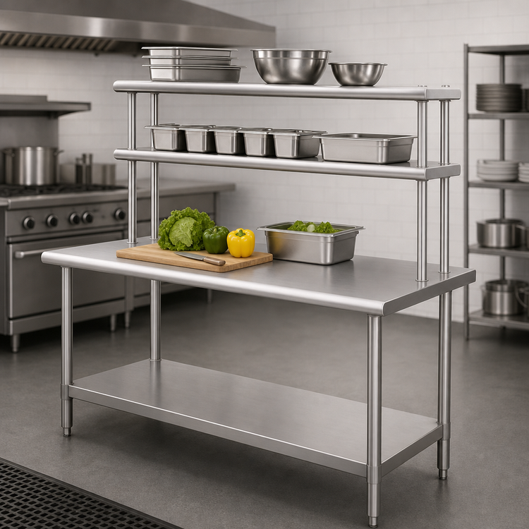 Product image #3 for Eagle Spec-Master SE Series 72-Inch x 30-Inch Stainless Steel Work Table with Flex-Master Overshelf Kit