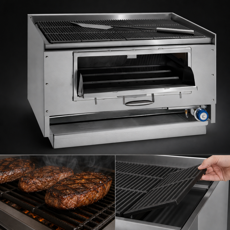 Product image #3 for Imperial MSQ-36 36-Inch Countertop Mesquite Wood Broiler with Cast Iron 9-Bar Grates