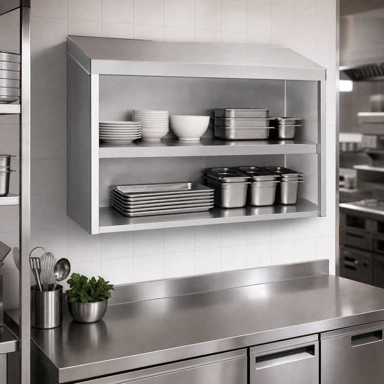 Product image #3 for Advance Tabco 60-Inch Wall-Mounted Open Front Stainless Steel Cabinet with Single Shelf
