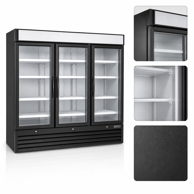 Product image #3 for Maxx Cold X-Series 72 Cu. Ft. Three-Section Glass Door Merchandiser Freezer — Triple-Pane Heated Glass Doors, Bottom-Mount Compressor