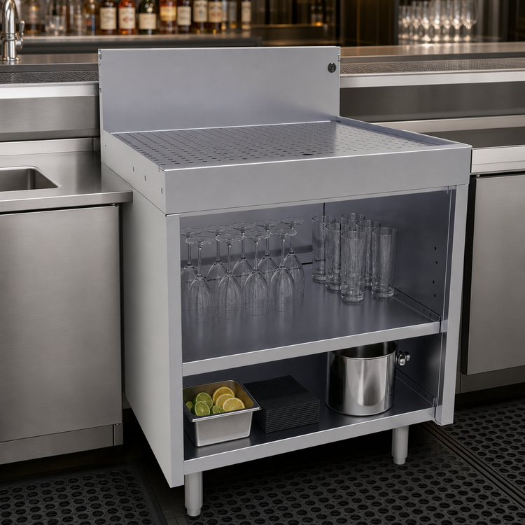 Product image #3 for Glastender DBCB-24-LD 24-Inch Underbar Drainboard with Open Front Cabinet Base