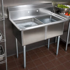 Thumbnail image #3 for John Boos E2S8-18-12 2-Compartment Stainless Steel Sink, 41 x 23-1/2 x 43-3/4 Inches, 12-Inch Deep Bowls, Galvanized Legs, No Drainboards