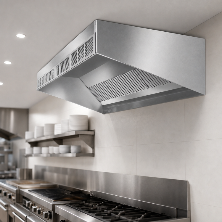 Product image #3 for SpecAIR HESFA96-126 Wall Type Front Discharge Make-Up Air Exhaust Hood, 126"W