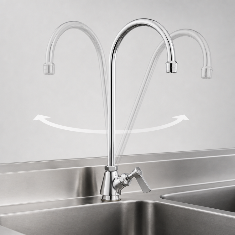 Product image #3 for Commercial Brass Manual Deck-Mount Faucet with 6-Inch Swivel Gooseneck Spout and Lever Handle