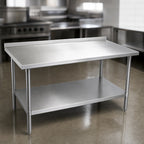 Thumbnail image #3 for John Boos Stallion ST6R1.5-2484GSK 84-Inch Stainless Steel Work Table with 1-1/2-Inch Rear Up-Turn, Galvanized Base and Adjustable Undershelf