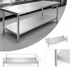Thumbnail image #3 for Klinger's Trading SSGUD3084 84 x 30 Inch Stainless Steel Undershelf for Work Tables