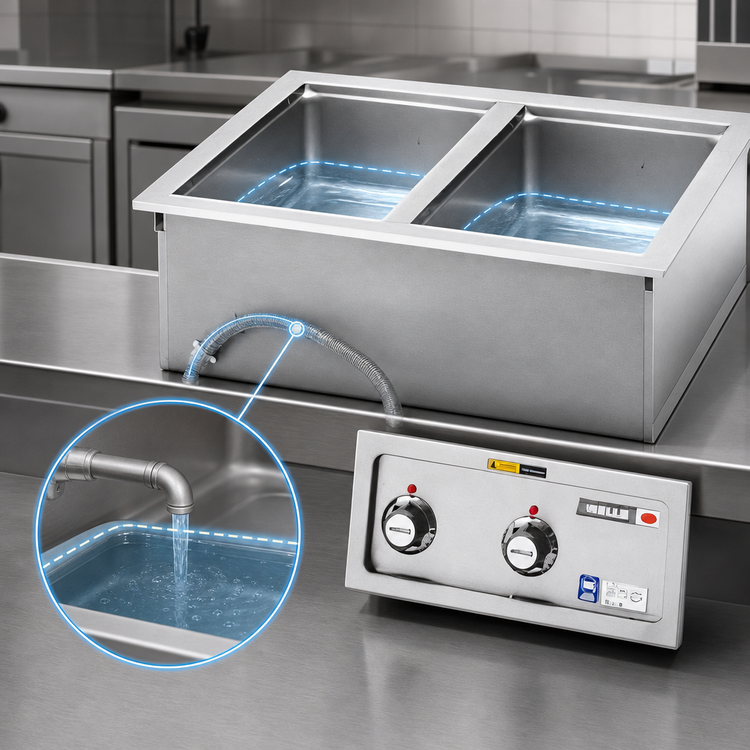 Product image #3 for Wells Top-Mount Built-In Electric Auto-Fill Hot Food Well with Two 12 x 20 Pan Openings