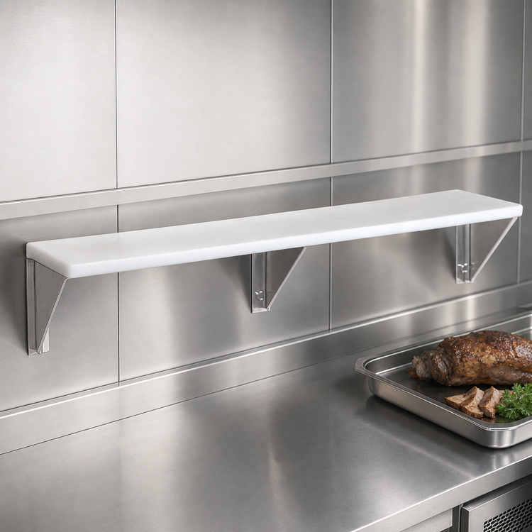 Product image #3 for Advance Tabco Triumph (Supreme) Stainless Steel Carving Station Shelf with Removable 3/8-Inch White Poly Cutting Board