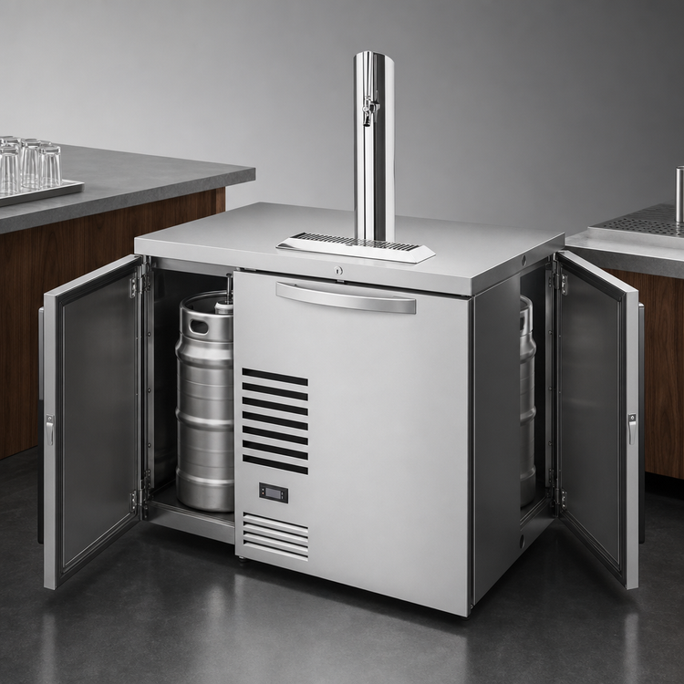 Product image #3 for True Premier Bar 36-Inch One-Section Pass-Thru Refrigerated Draft Beer Dispenser with 1 Column and 2 Locking Doors