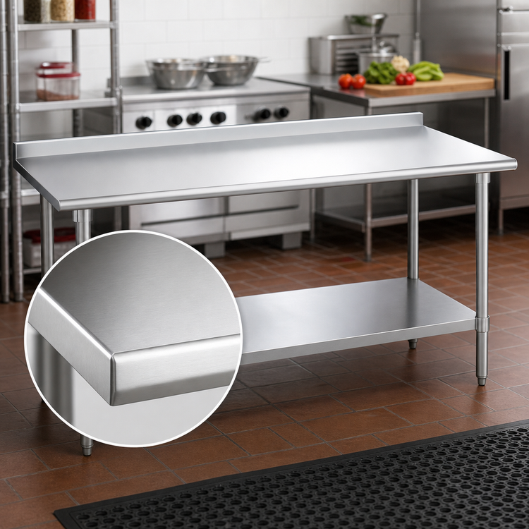 Product image #3 for Duke 48-Inch x 30-Inch Stainless Steel Work Table with 1-1/8-Inch Riser and Galvanized Undershelf