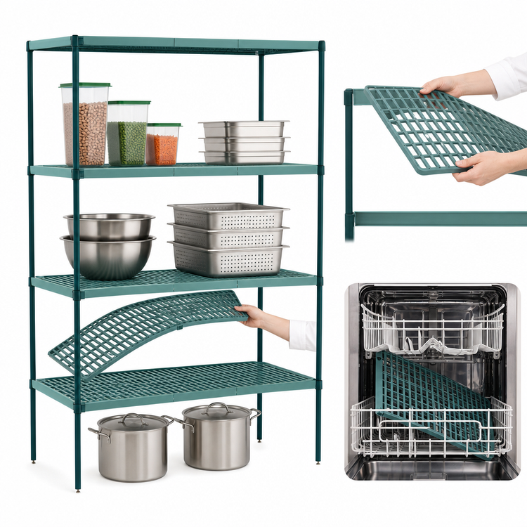 Product image #3 for Metro Super Erecta Pro 18 x 36 x 63 Inch Green 4-Shelf Stationary Polymer Shelving Starter Unit