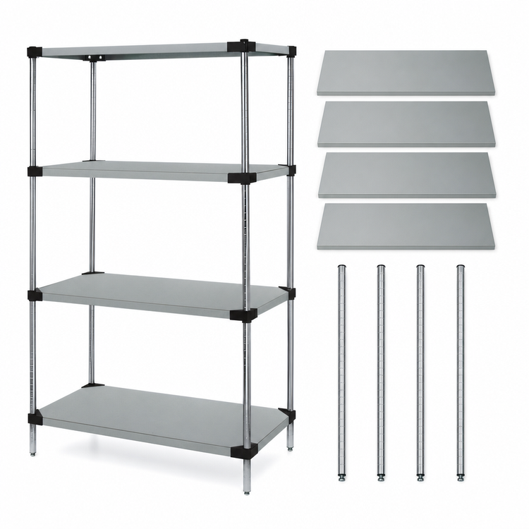 Product image #3 for Quantum 36" W x 18" D x 86" H Stationary Solid Stainless Steel Shelving Starter Kit