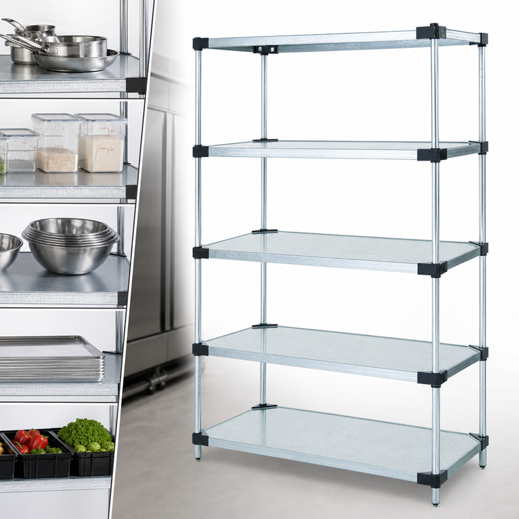 Product image #3 for Quantum 5-Shelf Solid Shelving Starter Kit, Stationary, 48 in. W x 86 in. H