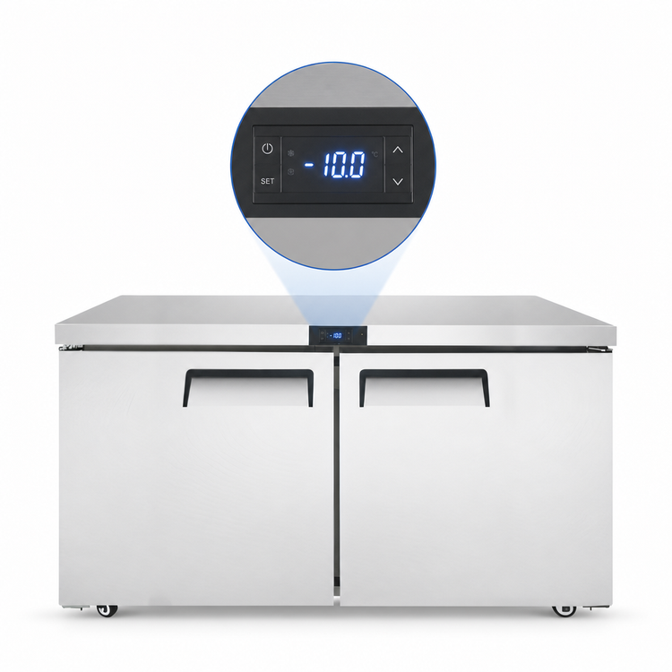 Product image #3 for Atosa 60.2-Inch Wide Two-Section Undercounter Freezer, 17.2 Cu. Ft., Stainless Steel