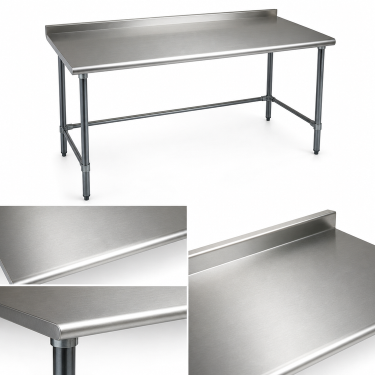 Product image #3 for BlendPort Deluxe Series 48-Inch x 24-Inch Stainless Steel Work Table with Rear Upturn and Galvanized Tubular Base