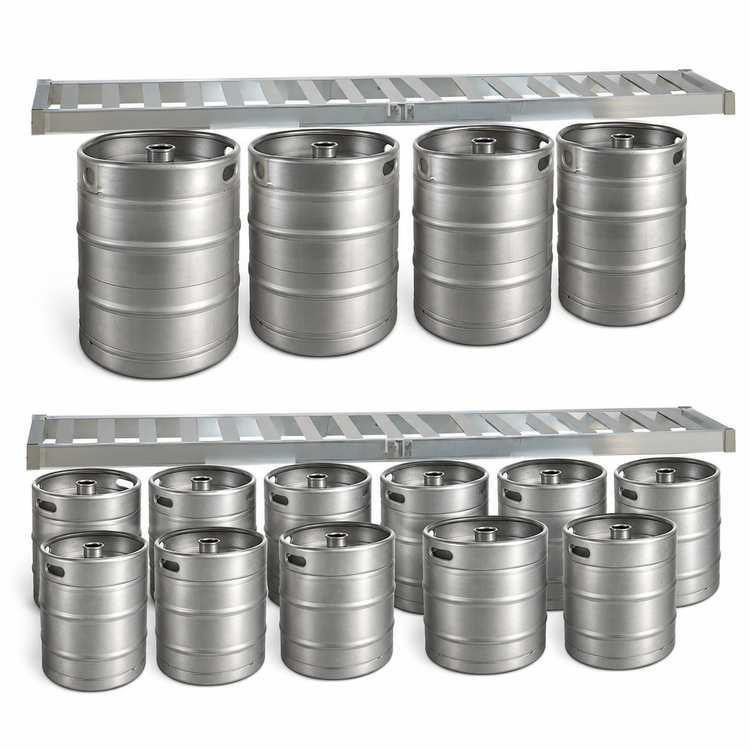 Product image #3 for New Age 72-Inch Aluminum T-Bar Keg Shelf Rack, Holds 4 Half-Barrel or 11 Sixth-Barrel Kegs