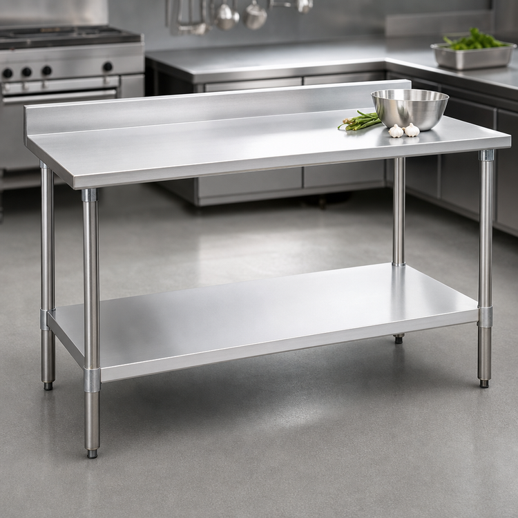 Product image #3 for Deluxe Series 60 x 30 Inch Stainless Steel Work Table with Backsplash and Undershelf