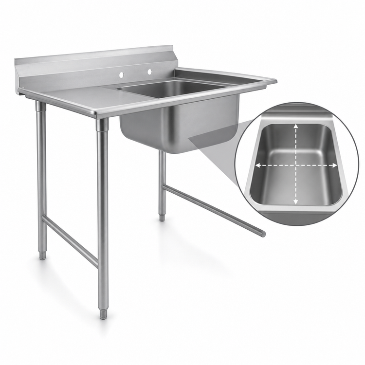 Product image #3 for Eagle Group 412 Series 1-Compartment Commercial Sink with 24-Inch Left Drainboard