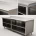 Thumbnail image #3 for Advance Tabco Special Value Economy Stainless Steel Open Front Cabinet Base Work Table with 5-Inch Backsplash and Mid-Shelf, 120 x 24 Inches